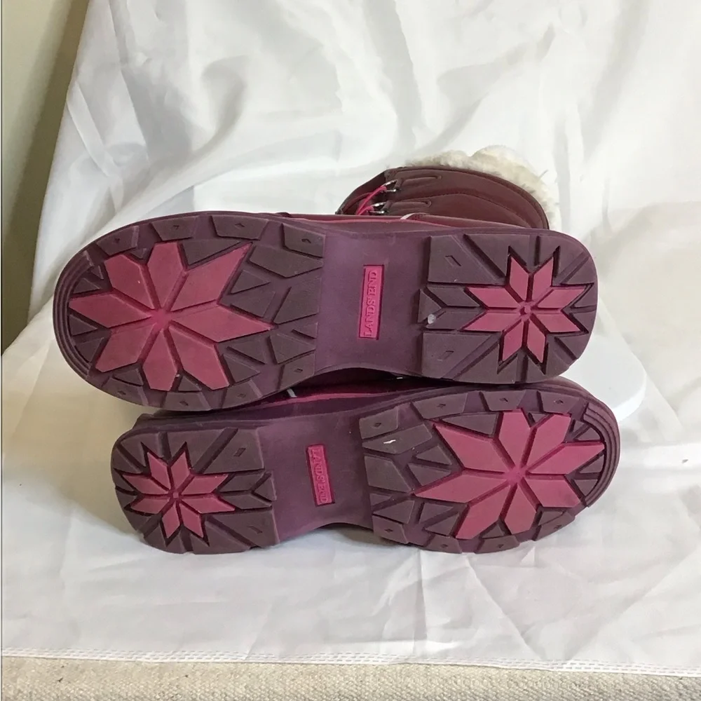 Land Ends Girl “Snowflake” insulated Winter Snow Boots Sz.7Y in Maroon/ Pink